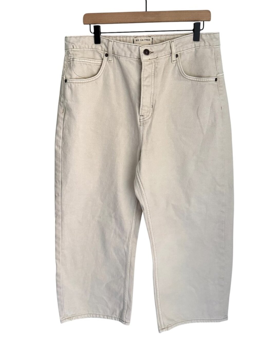 WE THE FREE Good Luck Mid-Rise Barrel Jeans Women's Size 31 Milk White